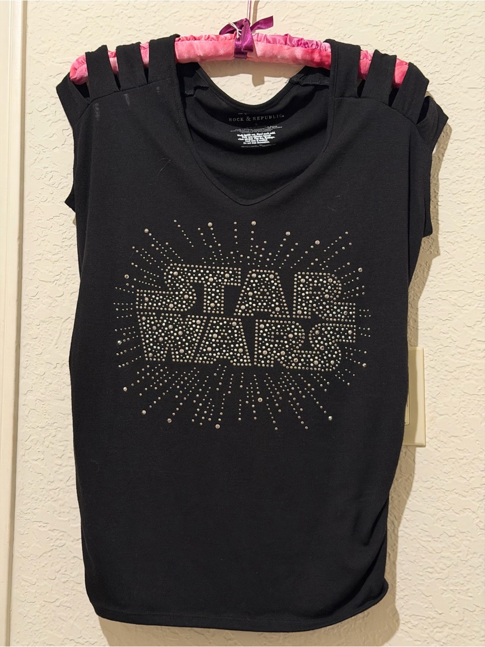 Rock & Republic Star Wars Studded Black Women's Top